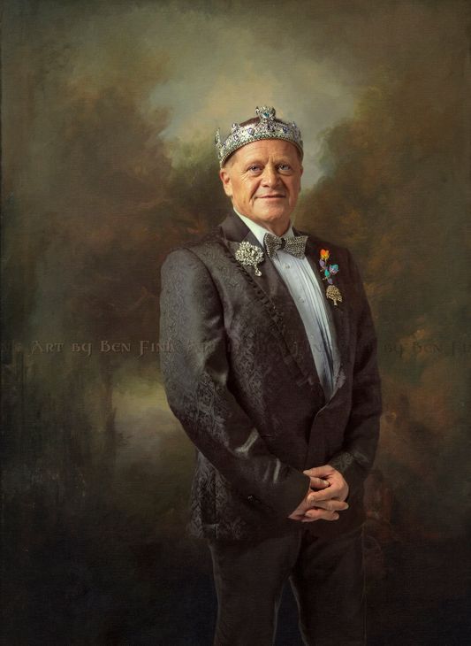 "King Father to Reign 28 of the Imperial Sovereign Court of New Mexico; The Lovely Jeff Janney" Art By Ben Fink. Jeff Janney