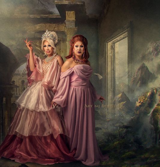 The Glittering Diamond in the Hologram Reigning Grand Duchess of San Francisco, Bobby Friday, The Leopard Printed Lady of Community, Courage and Crass the 46th Elected Grand Duchess of all San Francisco, MGM Grande. Art By Ben Fink, for the project "Noble Deeds" "Bobby and MGM" 2022