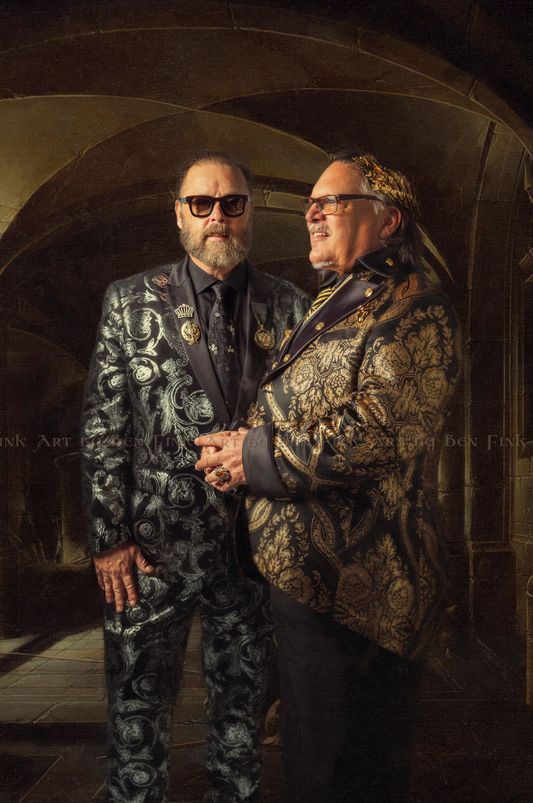 Emperor 48 After Norton at The Imperial Council of San Francisco, Inc, William Bulkley, and Husband, The Incandescent Argus-Eyed Prince of Post Production to the Floriferous Golden Bull Emperor, Gareth Gooch. Art By Ben Fink. William Bulkley and Gareth Gooch