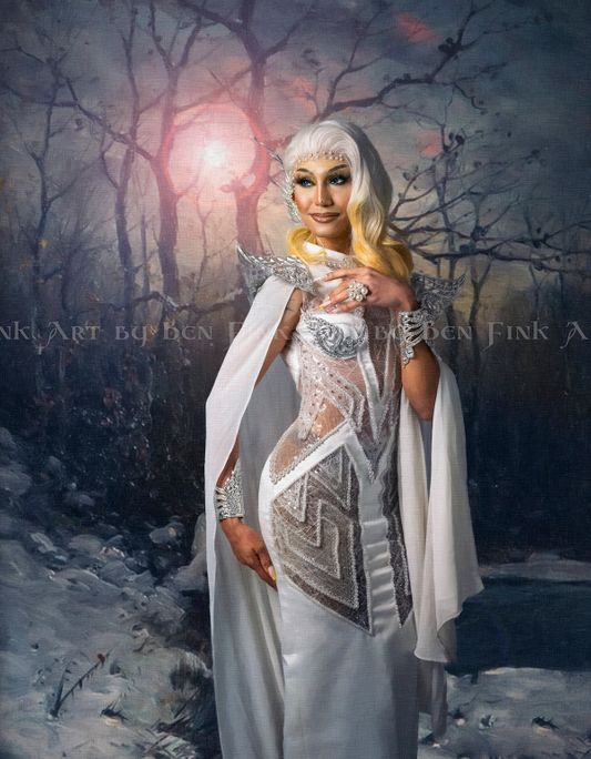 From the 2022 Imperial Court of San Francisco Coronation. Siam Pussie, Atay drag queen who represents Thai and Indian performance culture. Art by Ben Fink The icy, Chuchote Sarawut