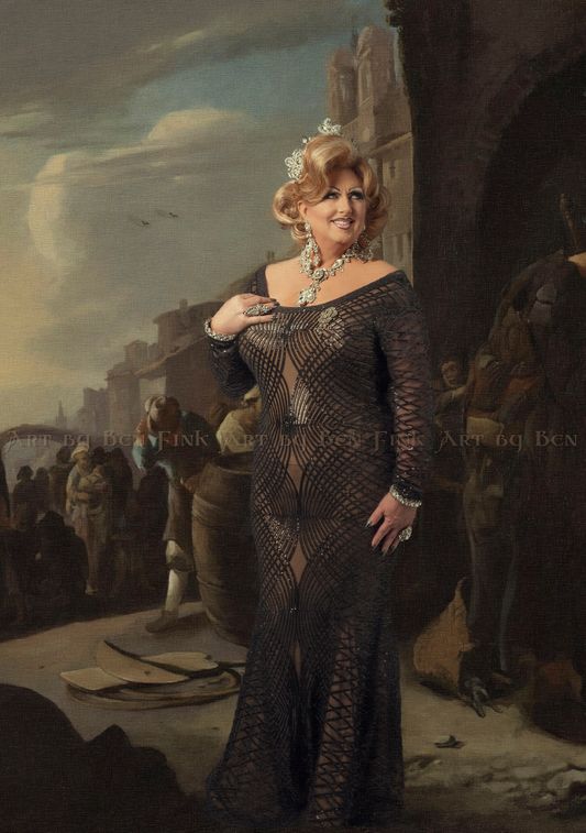 Empress 21 & 28 of Kentucky Queen Mother of Kentucky Golden Tsarina I of The America’s. Art by Ben Fink. In The Port of Venice, Nicole Diamond