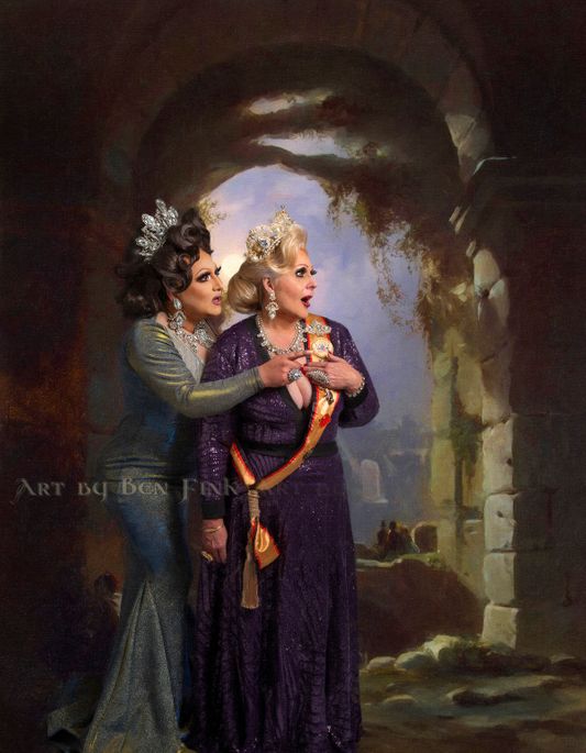 "Look at who she's with"  Her Serene Highness, the Resilient Emerald Peacock Princess Royale, Jessica D’Nalga Harrington Logan LaChine, and Her Imperial Sovereign Majesty, Empress XXXIII of Hawai’i, Danielle Logan, art by Ben Fink. If you don't have something nice to say come sit by me.Jessica and Danielle