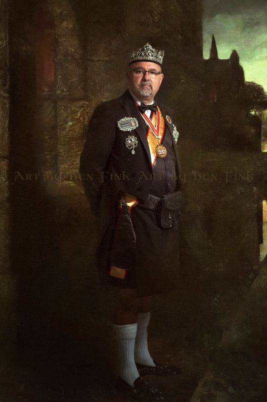 Emperor 23 & 26 of the ISQCCBE all of Ohio, Grandson and Heir Apparent to Queen Mother I of the Americas Empress, Nicole the Great, Sir Steve Lick-A-Lotta Steele. Art by Ben Fink. Steve Lick-A-Lotta Steele in the last light of the day.