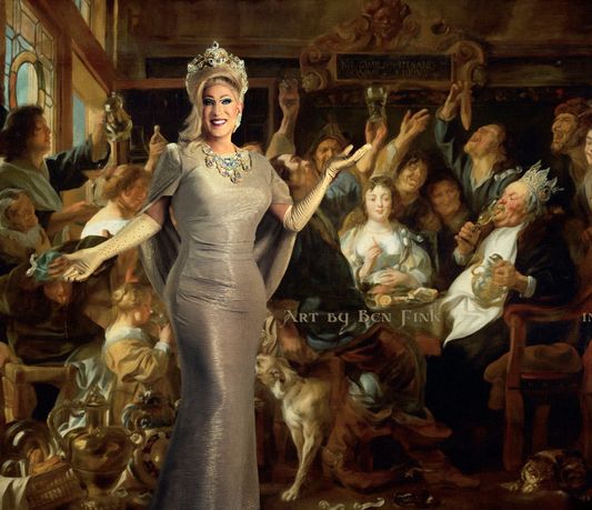 Welcome to my Royal Soirée featuring Absolute Empress XXVI of Austin, Anita Nother.  Heir Apparent to Her Majesty, Empress 1 of the Americas, Nicole the Great, Laissez Les Bons Temps Rouler. Art By Ben Fink for the project "Noble Deeds." Kelly Green