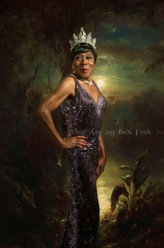 "Empress XXXV Norma Braxton of San Diego" at the Coronation San Diego 2022 and the 50th Anniversary of the Imperial Court. art by Ben Fink. The elegant, Norma Braxton
