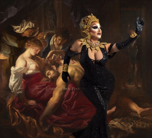 Imperial Princess 50 and recipient of the Humanitarian Award. SHOW Director/ HOST at Hamburger Mary's and Entertainer at Hamburger Mary's, Big Dee, Dennis Terrey, Art By Ben Fink, For Book "Noble Deeds" Big Dee