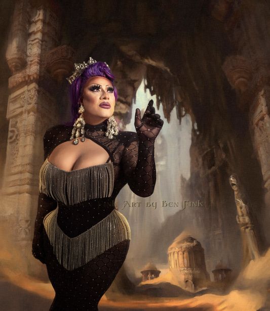 Empress XLVI (46) of IICLB. Drag Entertainer, Philanthropist, Activist, Anastasia Farrow, Art By Ben Fink. Anastasia Farrow