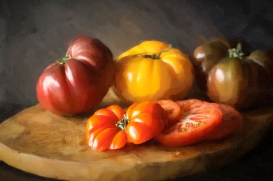 Limited Edition, Encaustic mixed-media, "Heirloom Tomatoes"