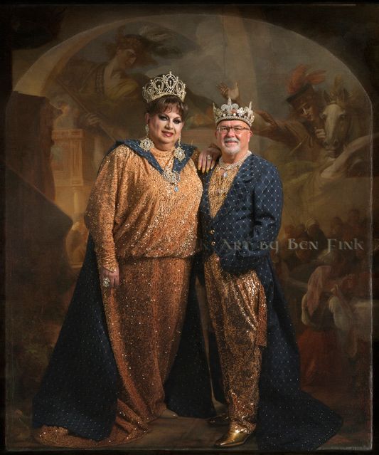 Co-Founders & 1st Monarchs of the Imperial Court of the Alamo Empire - San Antonio, TX. Emperor Gene Brake and Empress Marissa Marlowe. Art by Ben Fink Gene Brake and Marissa Marlowe