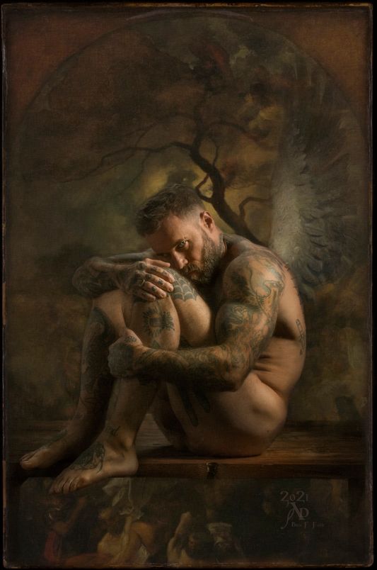 doubts self clutch the majesty presencing in small aftermaths of cause, sitting where the angles make up your owned grammering  not able to line edges to no wheres  to aired indifference words meant for awe sing your vocalize here in autumned aires  a suite of melodies this painter saw  in splendor’s ultimate in case of sun or moonlight on the avenues of light flindered almost in aperture’s undone crossing our appanage of almost bright    sitting on moment’s incandescent pause  you watch us sitting on your very cause.  October 19th, 2021 "In The Clutches of Self-Doubt" 2021