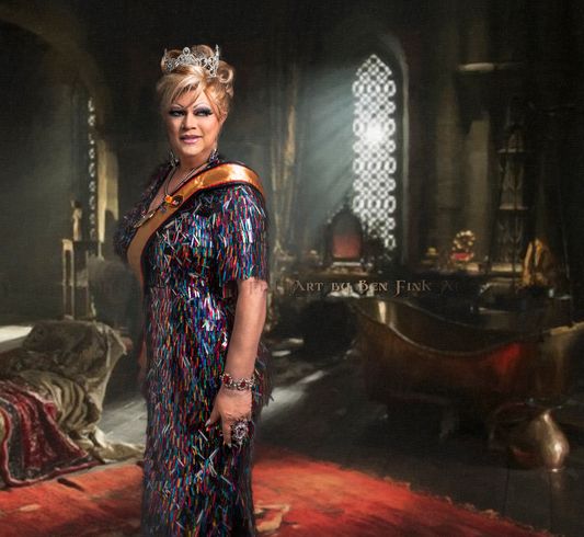 The Legacy Empress 40 / President BOD at Imperial Court of Sacramento - CGNIE, And Rose Empress 38 of Portland, Heir Apparent to Nicole the Great  Misha Rockafeller. Art By Ben Fink, Book project, "Noble Deeds" Misha Rockafeller