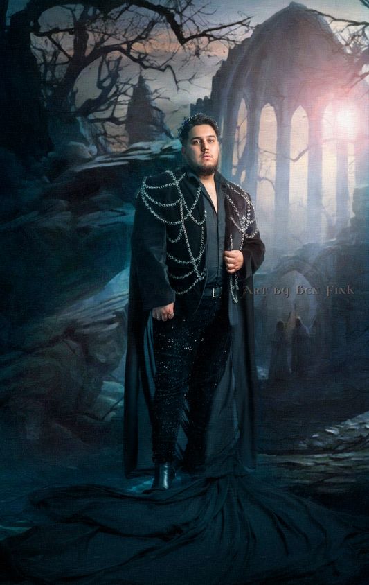 From the Court of the Great Northwest Imperial Empire of Sacramento CA - Sebastian Michael Lenington (Left) and His Imperial Majesty; Emperor 40 Gerald Filice (Right) At the Imperial Court of San Francisco Coronation 2022, Art By Ben Fink. Franky J Juarez