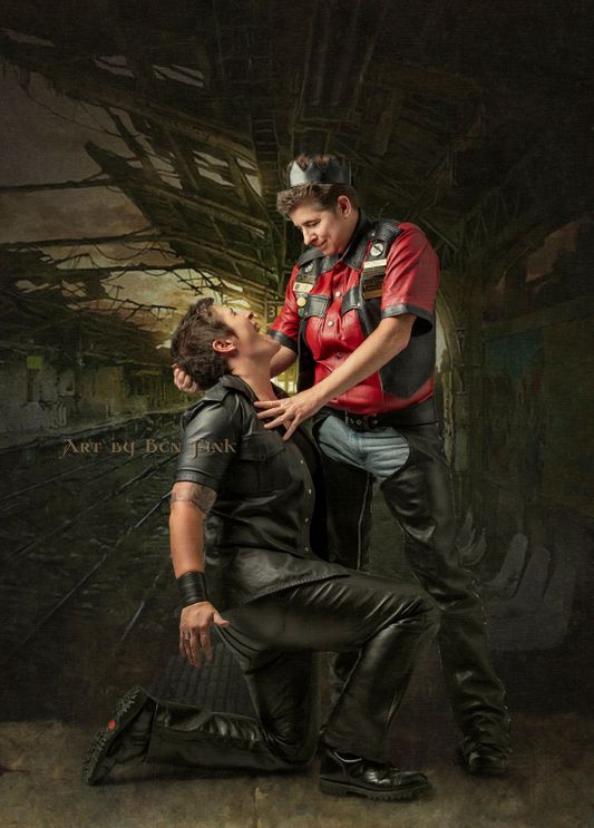 Ms. San Francisco Leather 2020, Caity Lynch and American Leatherwoman 2008, Joan Norry. Art By Ben Fink, for the project Noble Deeds" Joan Norry, and Caity Lynch 2022