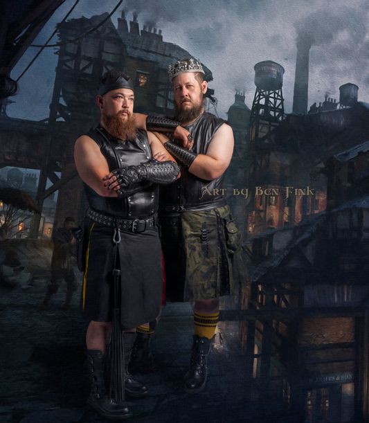 Jesse Merrell - Mr. Gay Central Valley 2022, and Imperial Crowned Count to the 48th Reign of the Imperial Dove Court de Fresno, Travis Rockett - Imperial Crowned Prince to the 48th Reign of the Imperial Dove Court de Fresno, and Grand Duke 48 of the Imperial Dove Court de Fresno.  Art By Ben Fink, for the project Noble Deeds" "Jesse Merrell and Travis Rockett " 2022