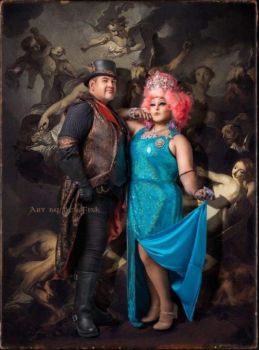 Royal Grand Duke to the 28th Reign of the RGDC of Alameda and Contra Costa Counties Manny Santos, And Royal Grand Duchess 28 at Royal Grand Ducal Council of Alameda & Contra Costa Counties Inc. Vicky Sparkle-Titz Art By Ben Fink, for the book "Noble Deeds" "Manny Santos, And Vicky Sparkle-Titz" 2022