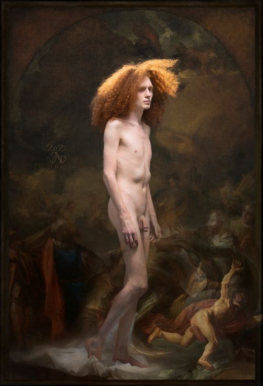 "he walks in beauty threaded red and sims the turpentine, he sees our owned embrace of paled paling overdraft he dims knowing we know that look on his bright face  come fairy king and take away our owned faraways and place us on your winged ways in undressed alabaster unloaned like your gossamers spun then almost fled  to where you search in promises of now, come walk with us in solitudes of line edged on embrace and trembled to know how we can follow to your fairy kind.  undressed in arabesques of floating dread come walk us in your beauty that you shed." "THEY"  2021