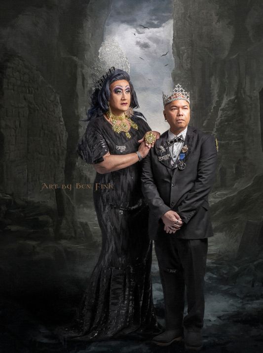 From the Imperial Royal Sovereign Court of the Desert Empire Her Imperial Majesty Empress XIX Misty Wayves (Hawaiian/Chinese/Filipino) and His Imperial Majesty Emperor XIX Koko Wayves (Hawaiian/Filipino)  "Misty Redd-Wayves and Koko Wayves" 2022