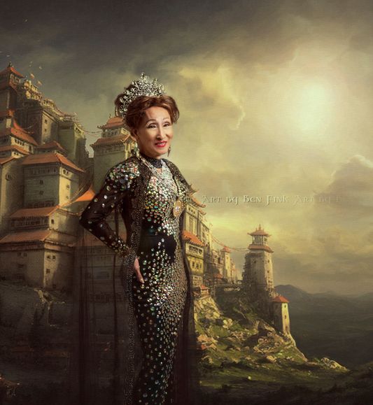 Empress 23, 24, 30 & 42, President of the Board of Directors of Court of Imperial Court of Los Angeles & Hollywood, Queen Mother Of Southern California, Czarina 1 of the Americas Karina Samala. Art By Ben Fink. For the project "Noble Deeds" Karina Samala