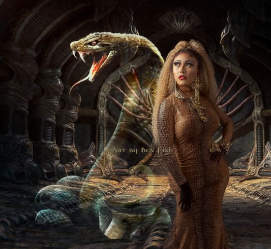 The Black Diamond Cobra of all things dirty and taboo Empress 44 & 46 of all of Orange County Tequila McCray Bubbles Halston.  Art by Ben Fink, For the project "Noble Deeds" Dimas Ramirez-Wells