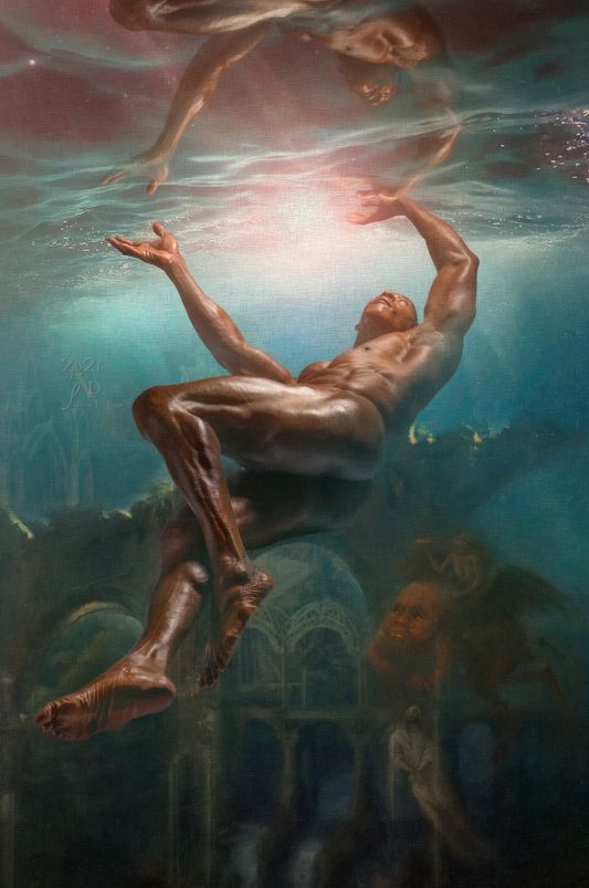 “Objects, too, have trickled through the doors between worlds, blown by strange winds, drifting on white-frosted waves, carried and discarded by careless travelers- even stolen, sometimes. Some of them have been lost or ignored or forgotten- books written in foreign tongues, clothes in strange fashions, devices with no use beyond their home worlds- but some of them have left stories in their wakes. Stories of magic lamps and enchanted mirrors, golden fleeces and fountains of youth, dragon-scale armor and moon-streaked broomsticks.” "Memories beneath the surface of Lake Titicaca"  2021