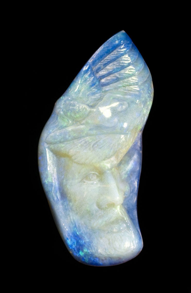 Gem Sculpture in Australian Opal of Man, Woman, Devil 36 ct.