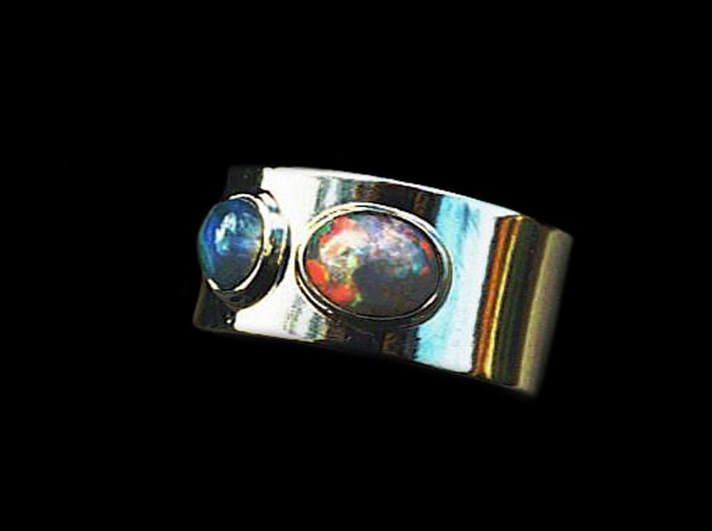 Australian Black Opal Ring set in Platinum