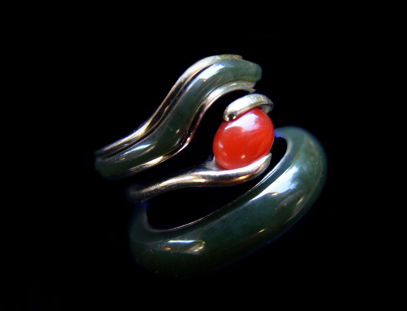 Wedding set of Carnelian California Jadite set in 14 kt wht. Gold