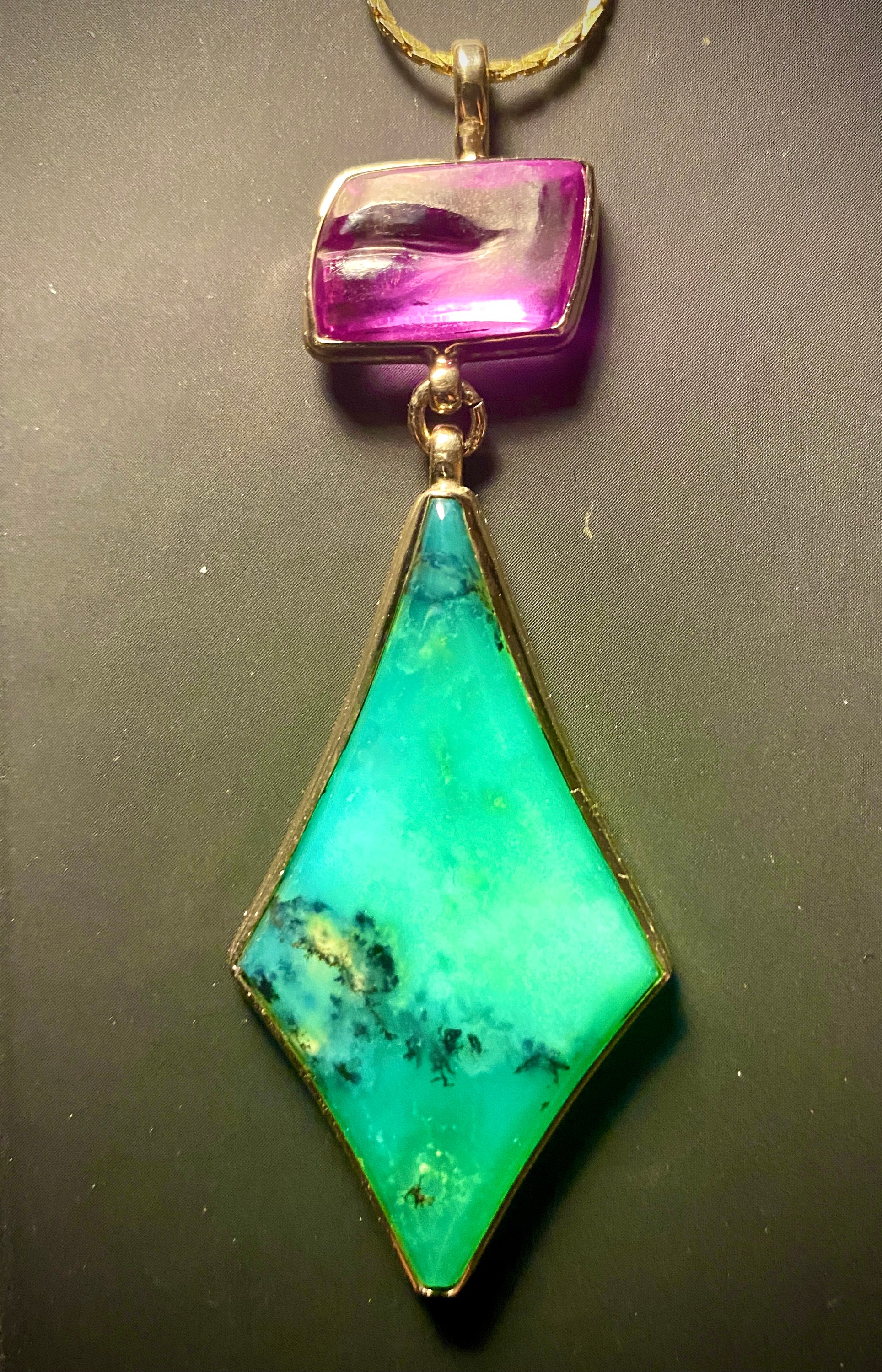 Ruby Lips and Chrysoprase Pendant