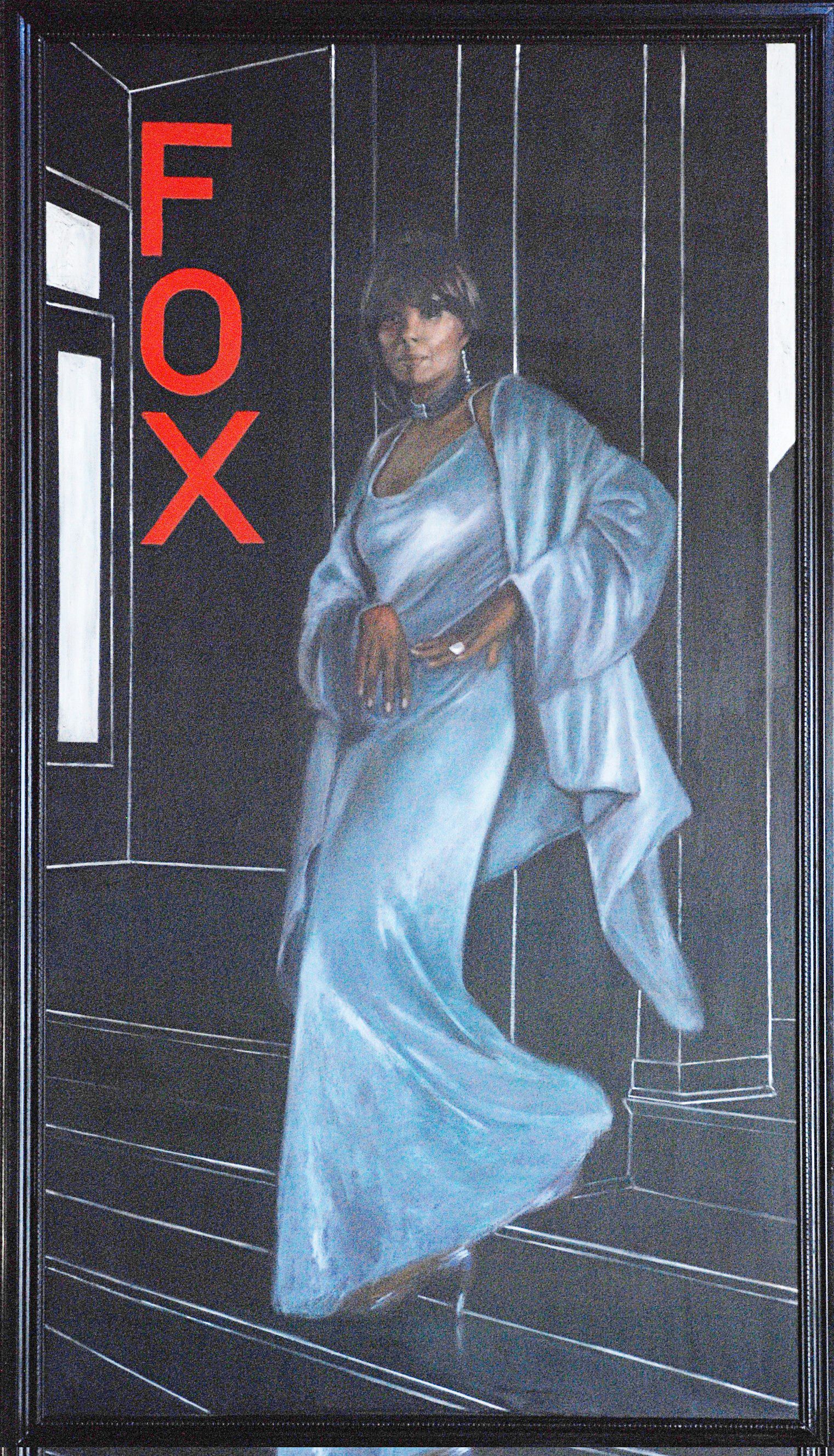 Madame Fox (Robin Robinson, Fox 32 News Chicago)  84" x 48"oil on canvas by Ann Ponce