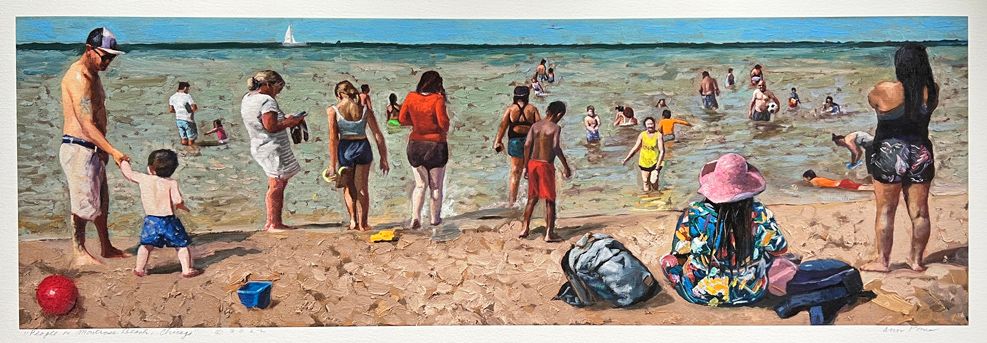 Print of "People on Montrose Beach, Chicago" 2022 
