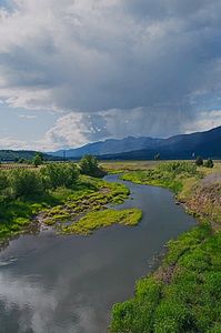 Indian Creek And Storm Clouds Over Indian Head, Indian Valley, Plumas County, Northern Sierra Nevada, California, copyright 2012 David Leland Hyde.