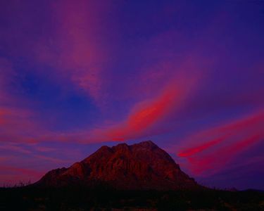 Sunset Clouds Over Cerro El Gato, Sierra Santa Clara, Viscaino Peninsula, Baja California, Mexico, 1995