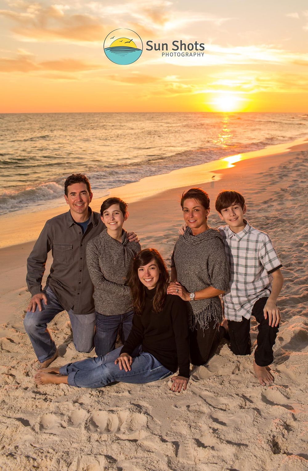 Family beach photography at sunset in Gulf Shores