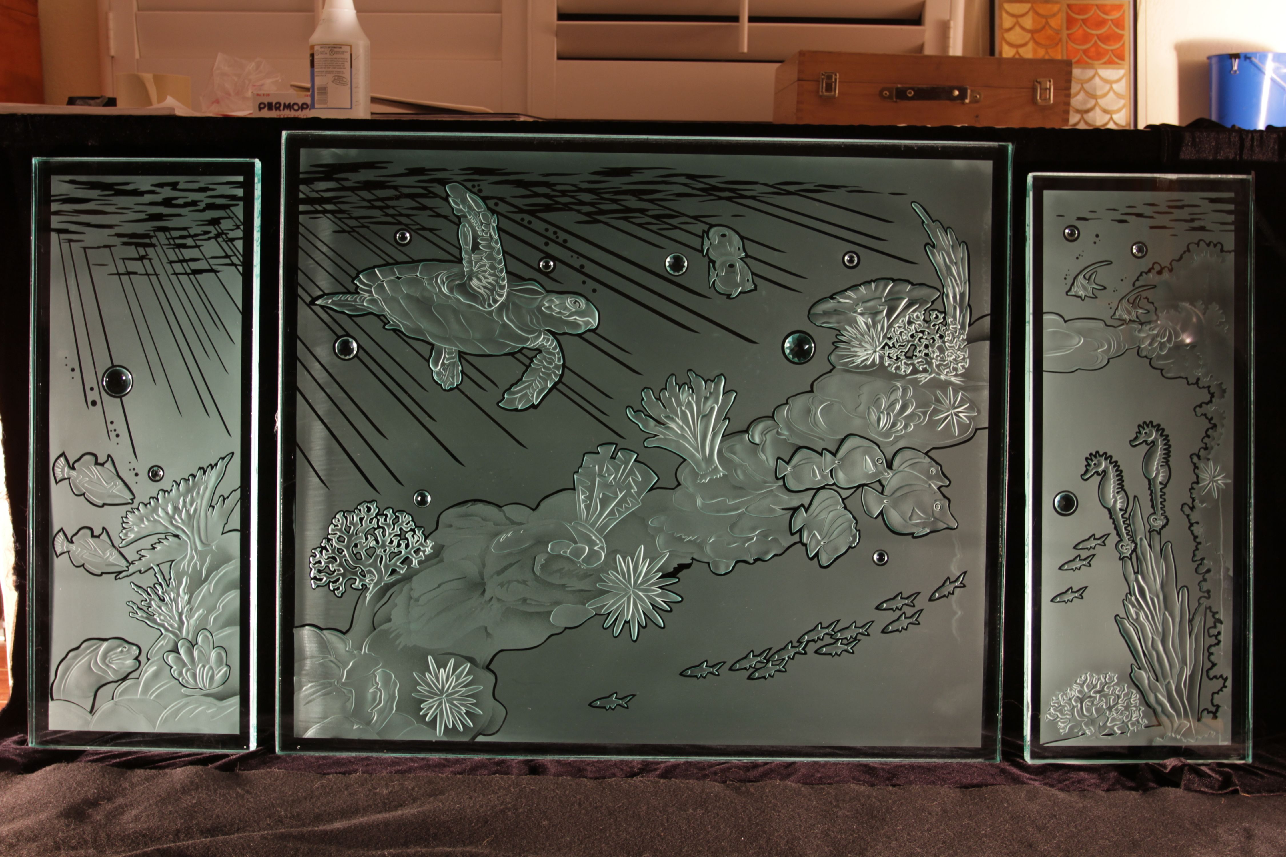 Carved Glass, Etched Glass, Custom Art Glass