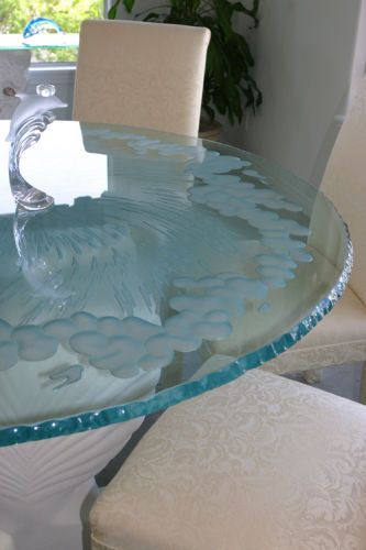 Close up of the Wave Table top in the Dining Room