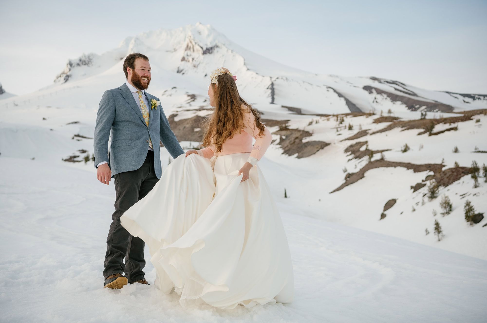 Snowy Mt. Hood elopement