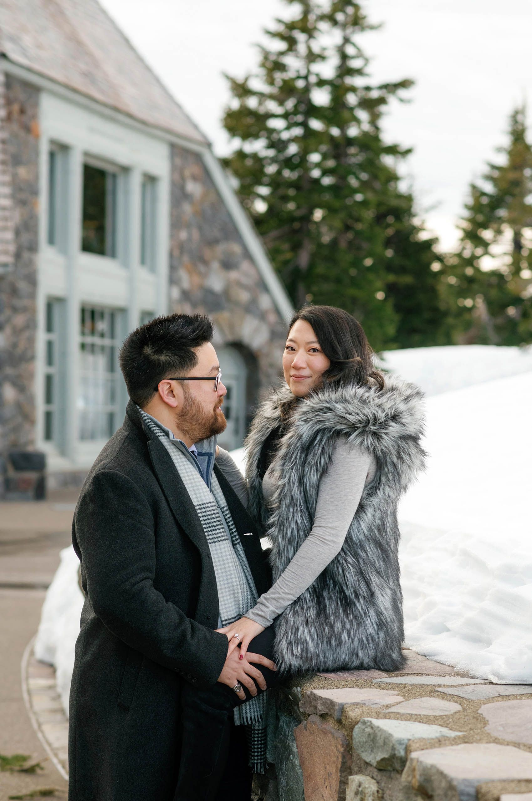 Winter engagement session at Timberline