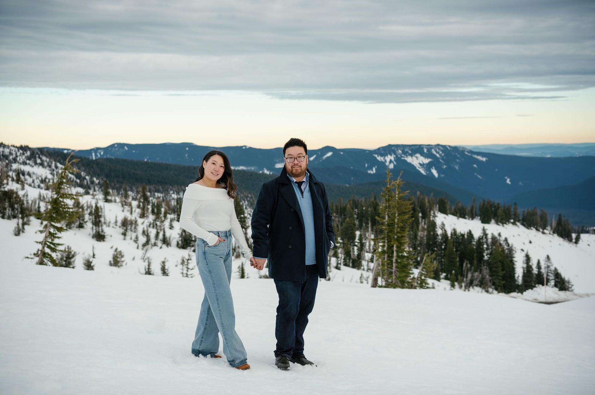 Snowy Oregon engagement