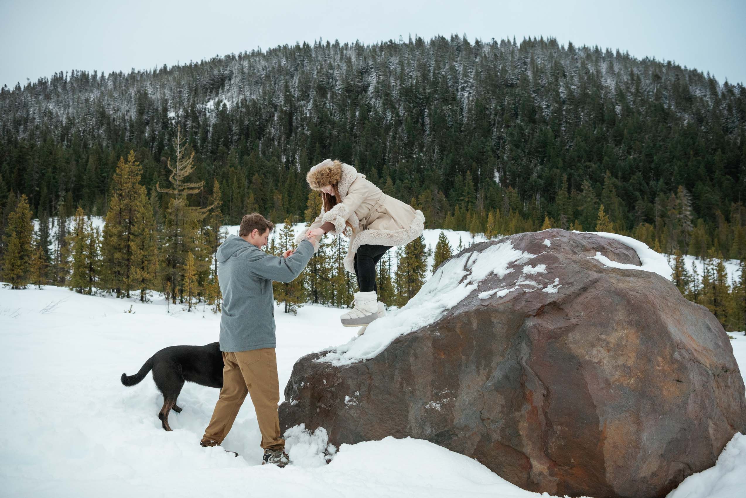 Snowy Mt. Hood engagement photos