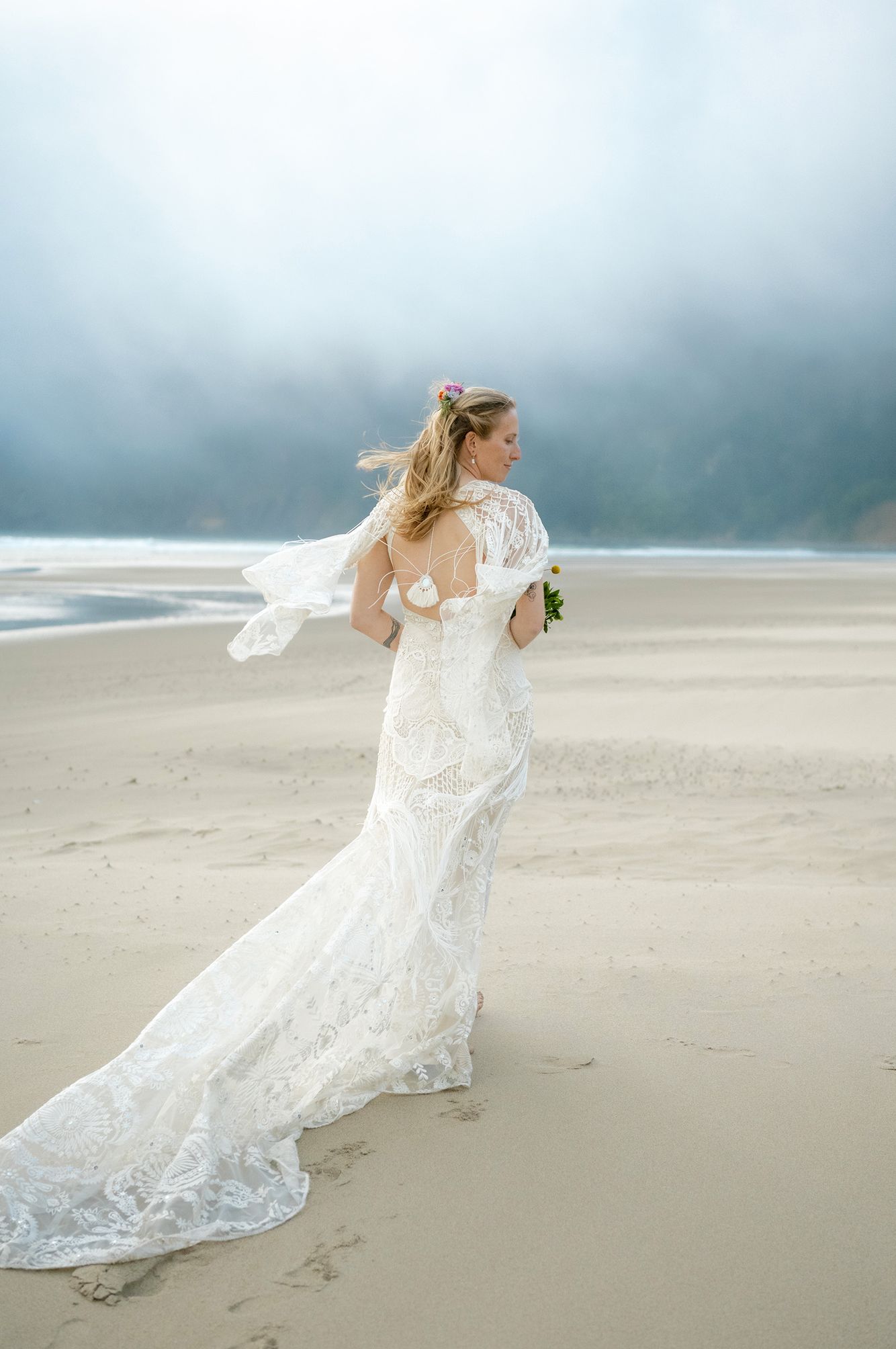 Bridal portraits at the Oregon Coast Camp Clark wedding portraits