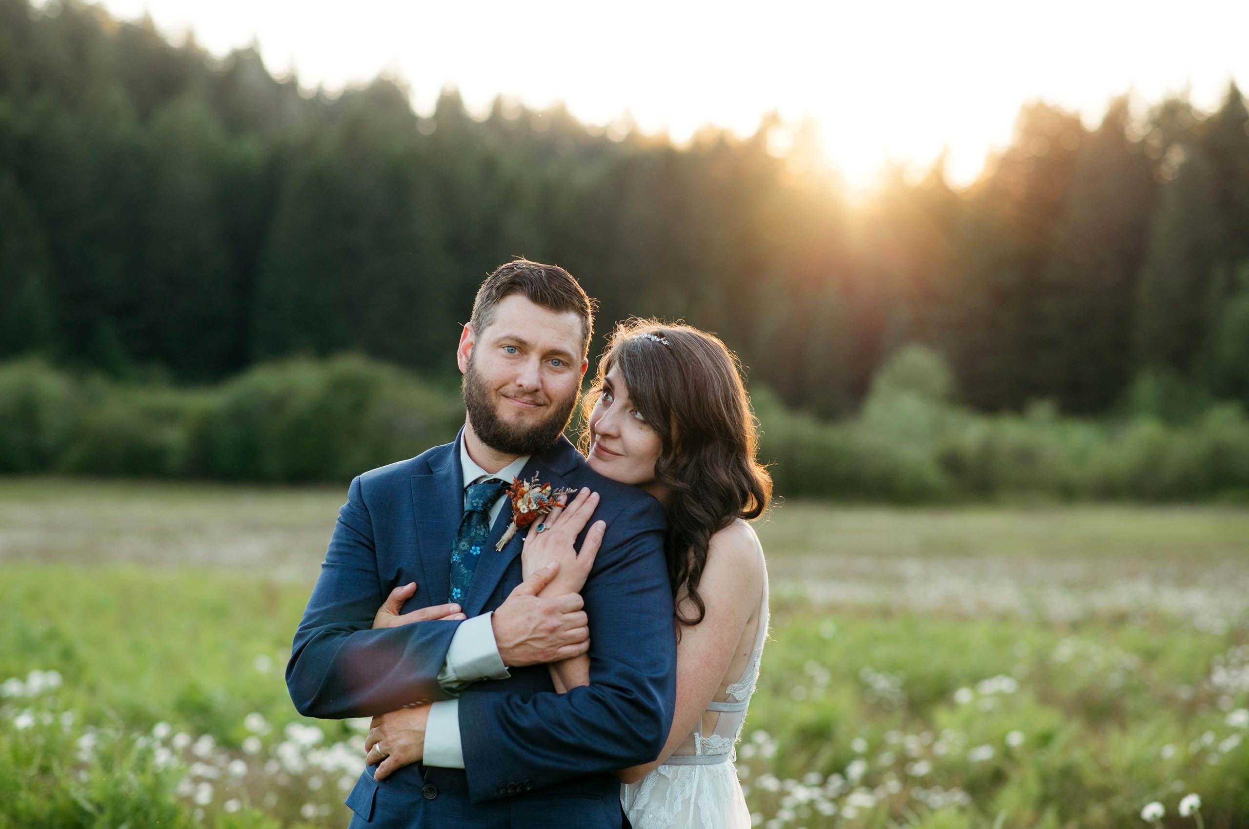 Sunset wedding photos at Silver Falls