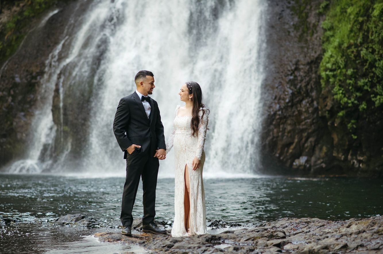 Oregon waterfall elopement