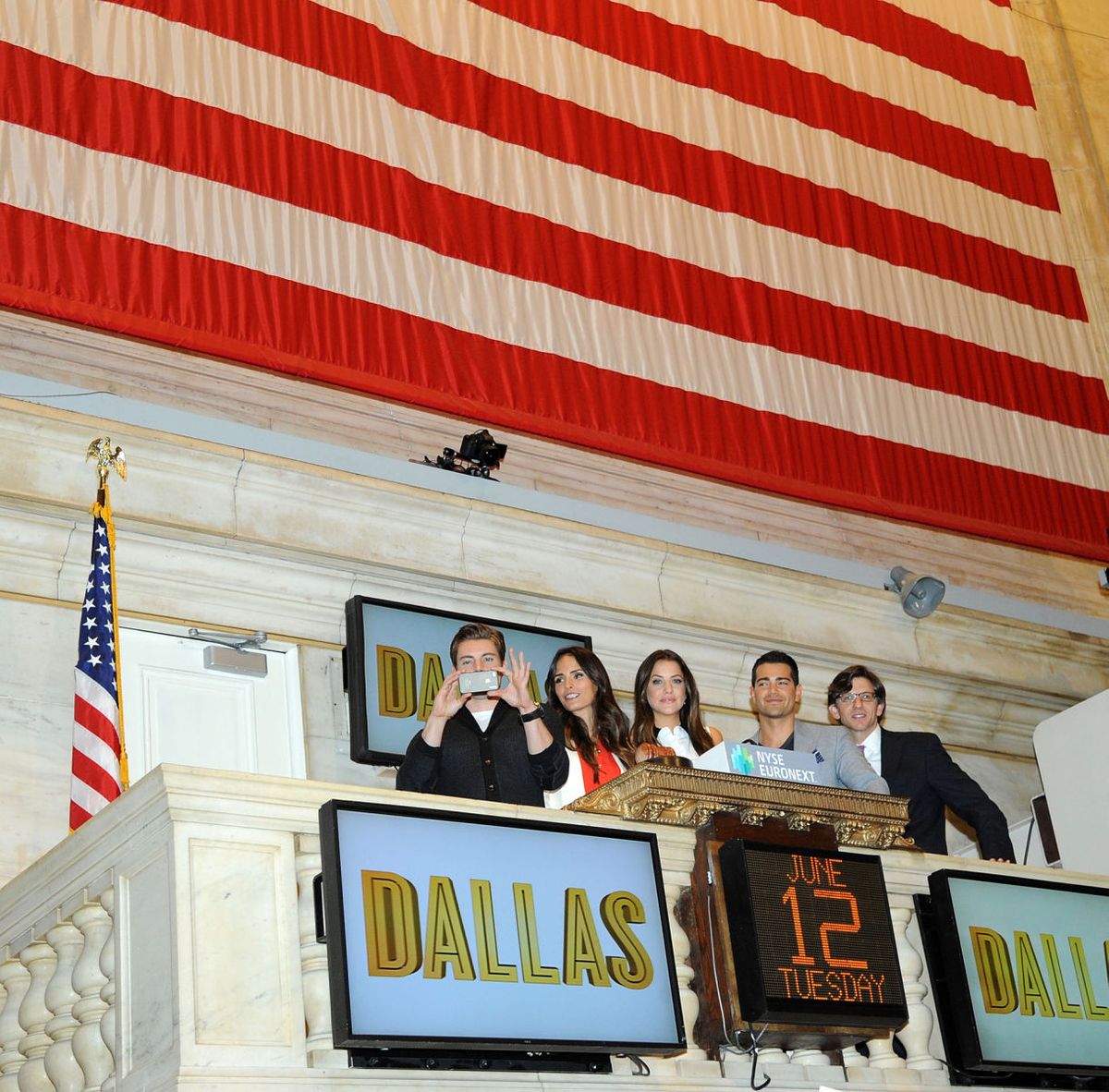 Cast of the New "Dallas" show at the New York Stock Exchange