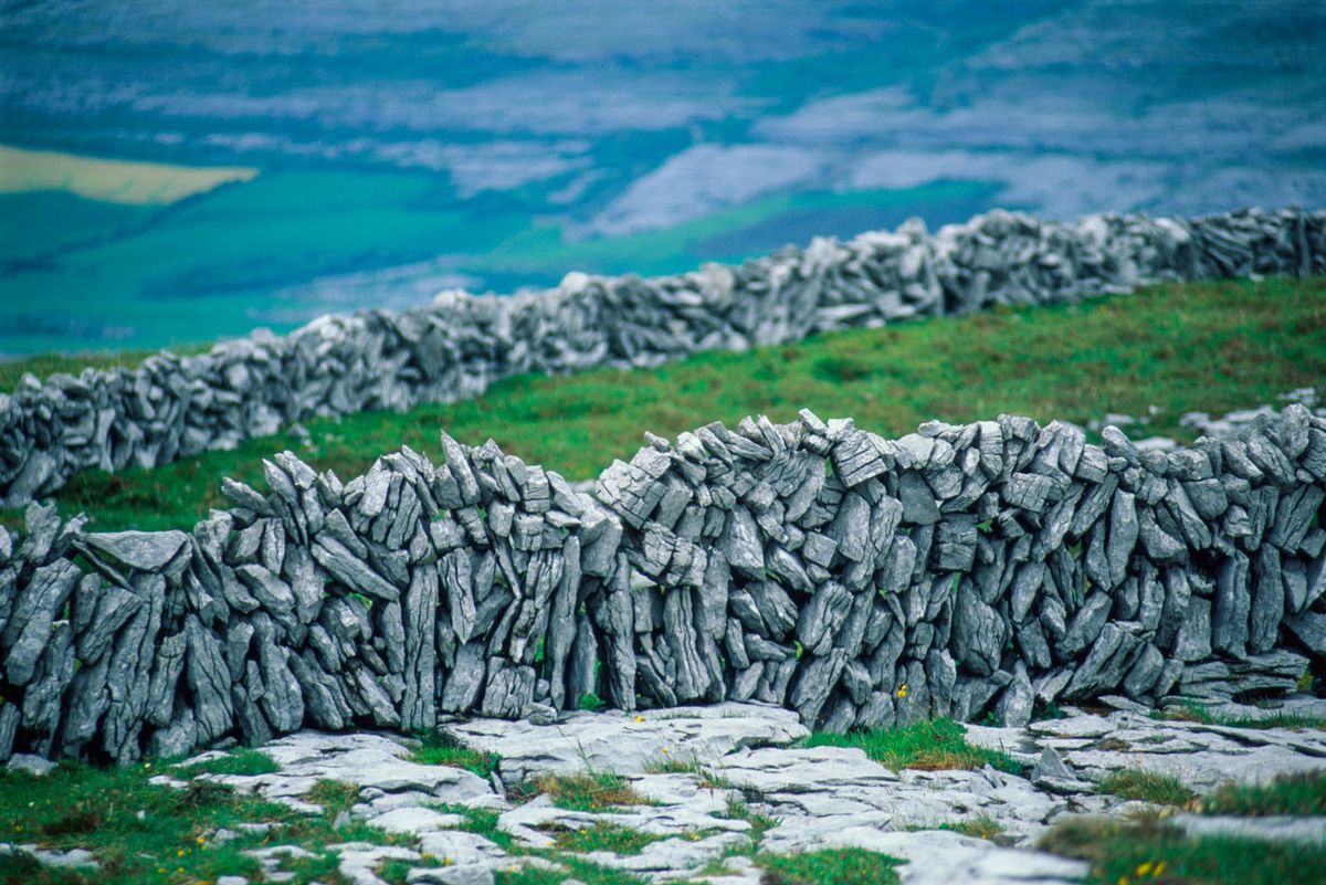 Stone wall in The Burren, Ireland
