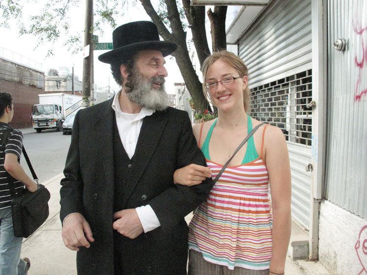 An actor (Hassidic) with a visitor from Germany who is staying at the Hostel in Bushwick.