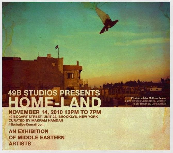 "Home-Land" show of 14 Middle_Eastern artists that was a part of the BETA arts project in Bushwick, Bklyn.Curated by Makram Hamdan.From what I heard, this was, by far, the most impressive show of the whole art festival, and as I heard from a viewer "the most visceral."After all, it's the Middle East !:)Between Barak Alzaid's (Kuwait) nude performance for the whole duration of the show, Joseph Shahadi's (Lebanon affiliation) lam hearts and testicles displayed on the table with needles stuck in some, Makram Hamdan's (Lebanon) live chicken installation with worms, and (Rafael Fuchs nude photographs of Israeli female soldiers, plus the work of the many other talented artists...it was an intriguing (and familiar in a peculiar way) event. 1Poster_web