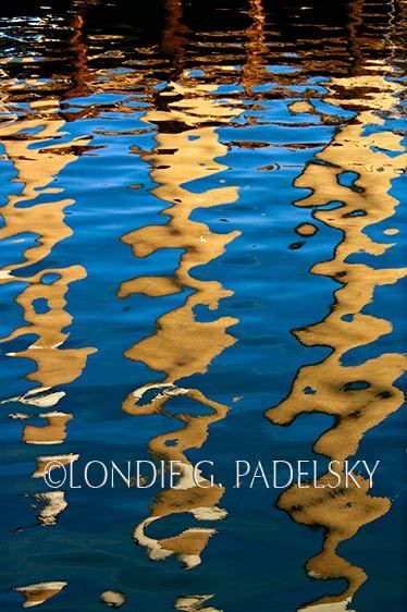 Tan, blue, cream, and brown water reflection and abstract design.     ©Londie G. Padelsky  MBD-8744_LondieGPadelsky