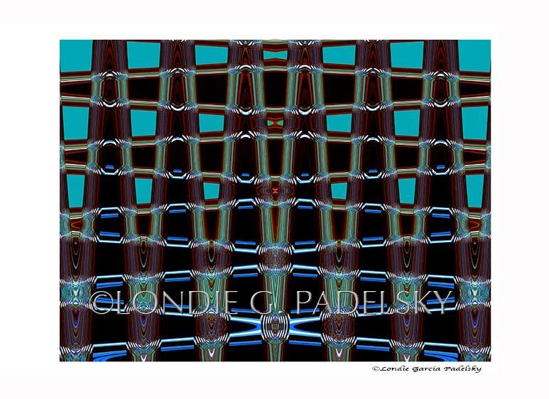 Turquoise, blue, brown, and black abstract design.  ©Londie G. Padelsky ZQLP4264b_LondieGPadelsky