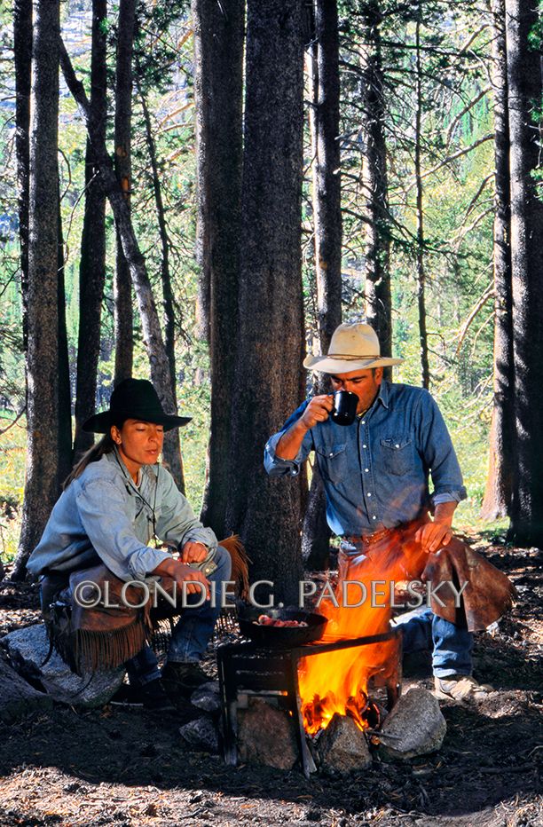 Heidi, Ronnie, cowboys, cowboy, camp, camping, cowgirl, campfire, Sierra Nevada, sister, brother Cowboy camp