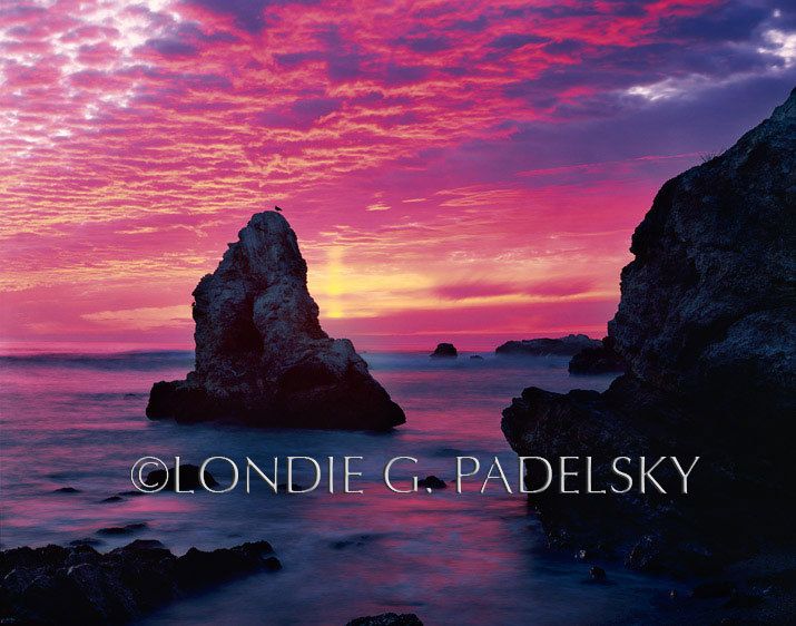 Sunset over Seastacks at Pismo Beach, Central Coast, California                    ©Londie G. Padelsky  CST-001_LondieGPadelsky_Sunset at Pismo Beach, California